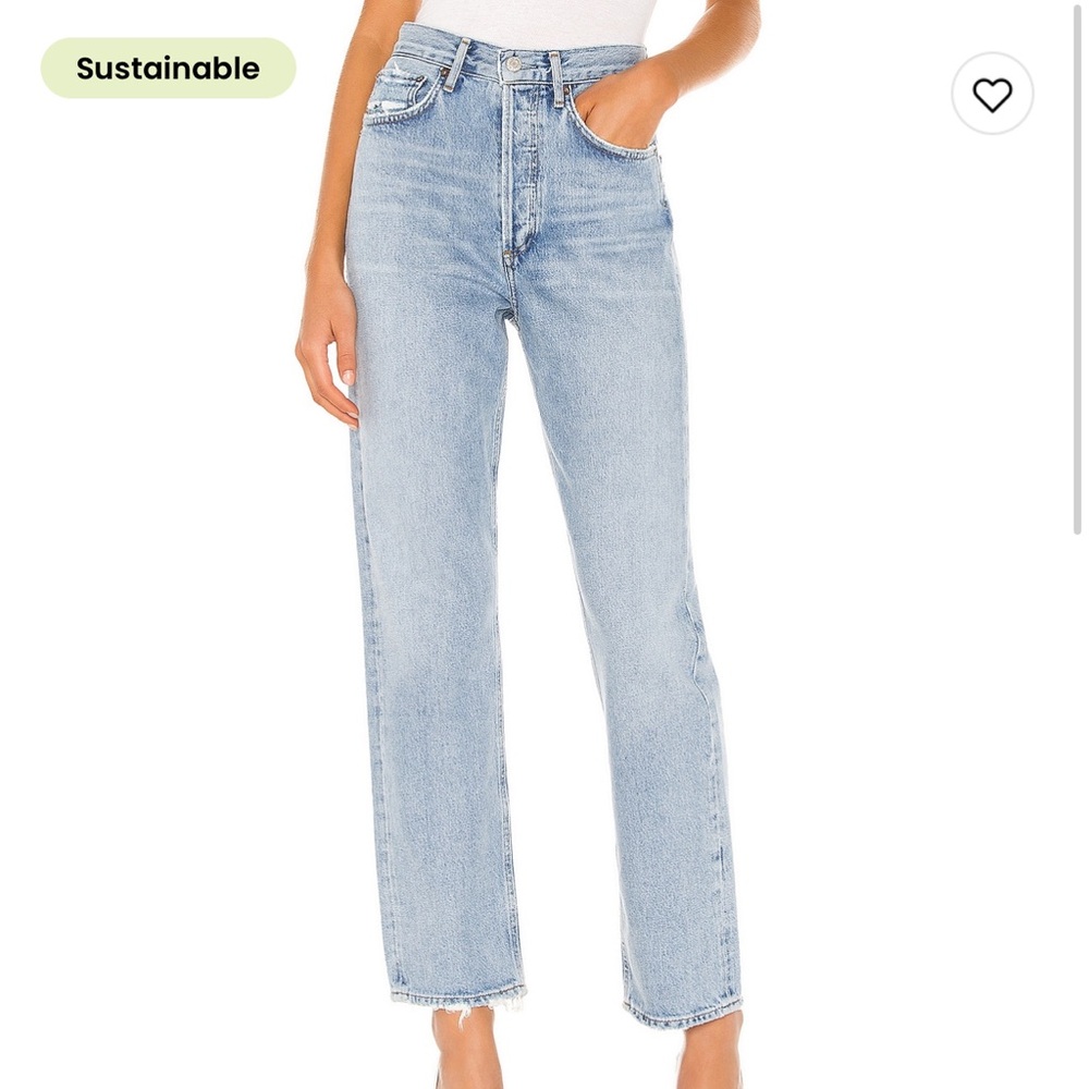 NWT AGOLDE 90's Mid Rise Loose Fit Jeans in Snapshot (Distressed Blue)